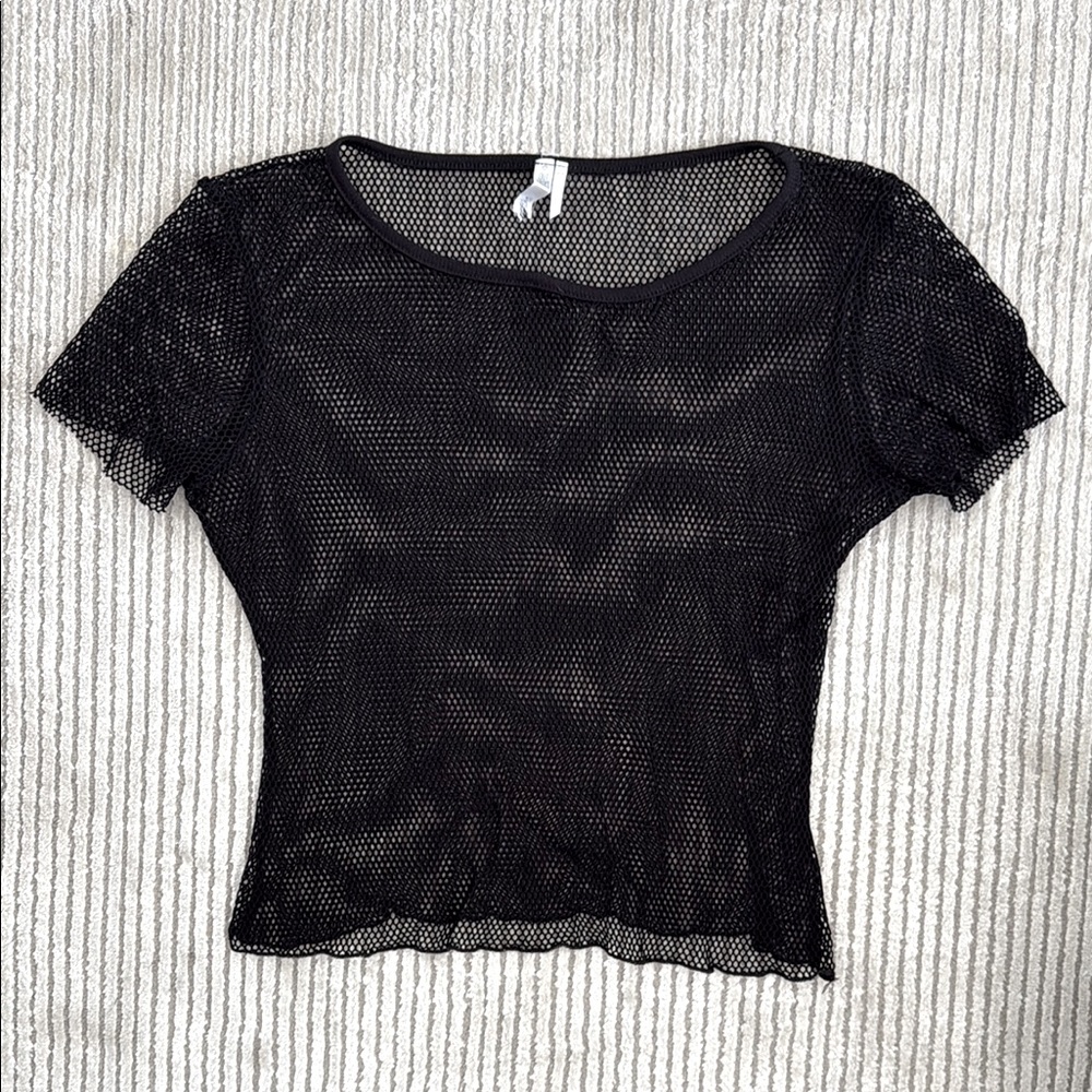 UO Out From Under Netted Shirt in Black - Size: M